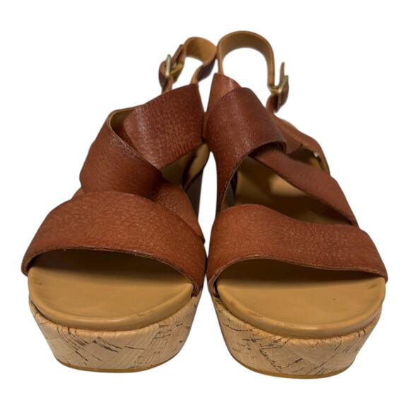 Kork-Ease Ashcroft Brown Leather Wedge Cork Platform Sandals 8 - Picture 5 of 7
